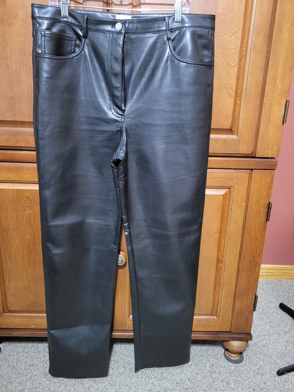 Wilfred Black Faux Leather Straight-Leg Jeans